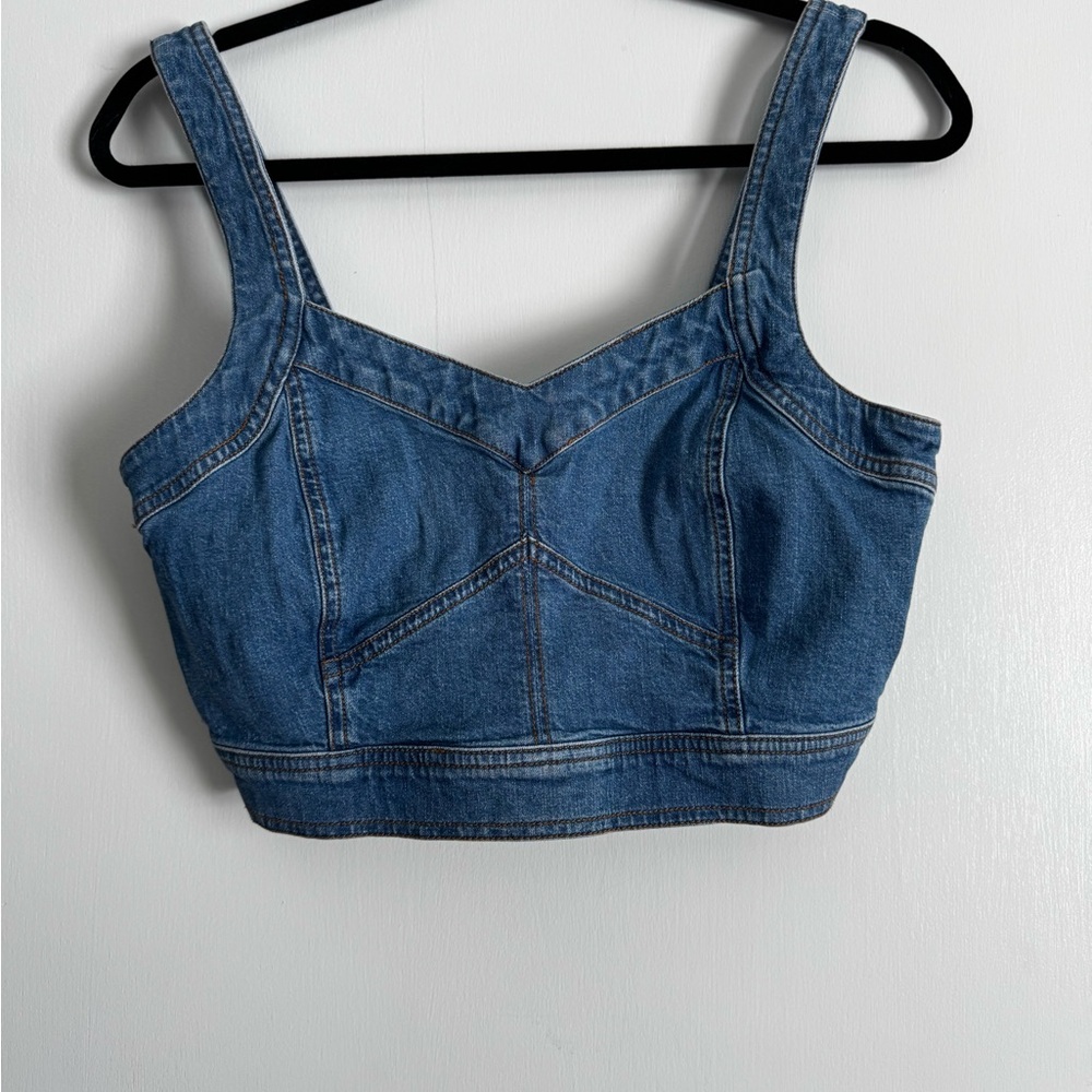 Madewell Denim Blue Crop Top - Picture 1 of 3